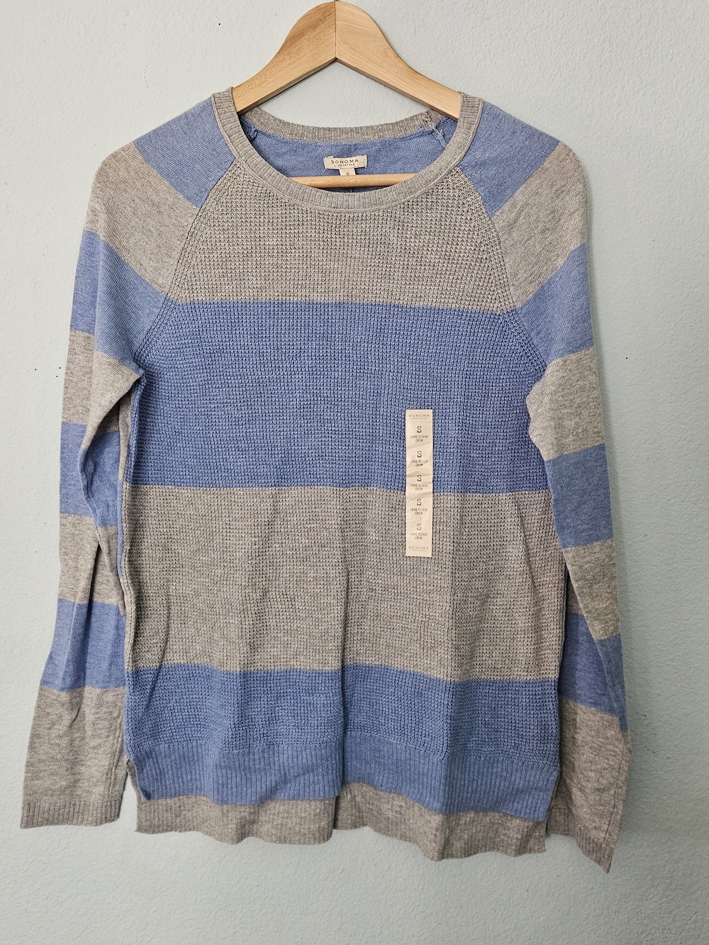 Sonoma Striped Crewneck Sweater in Blue and Gray